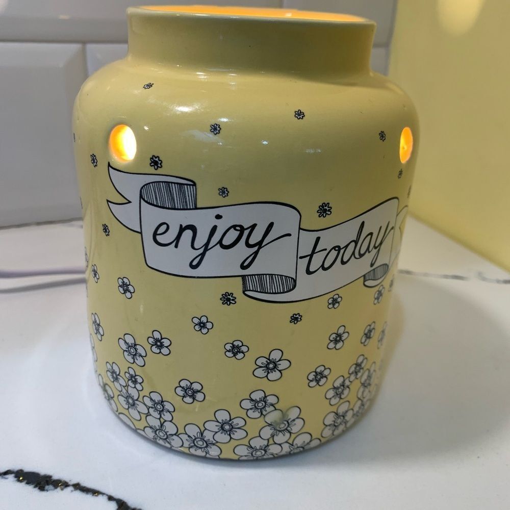 Yellow Ceramic light  with Floral Design